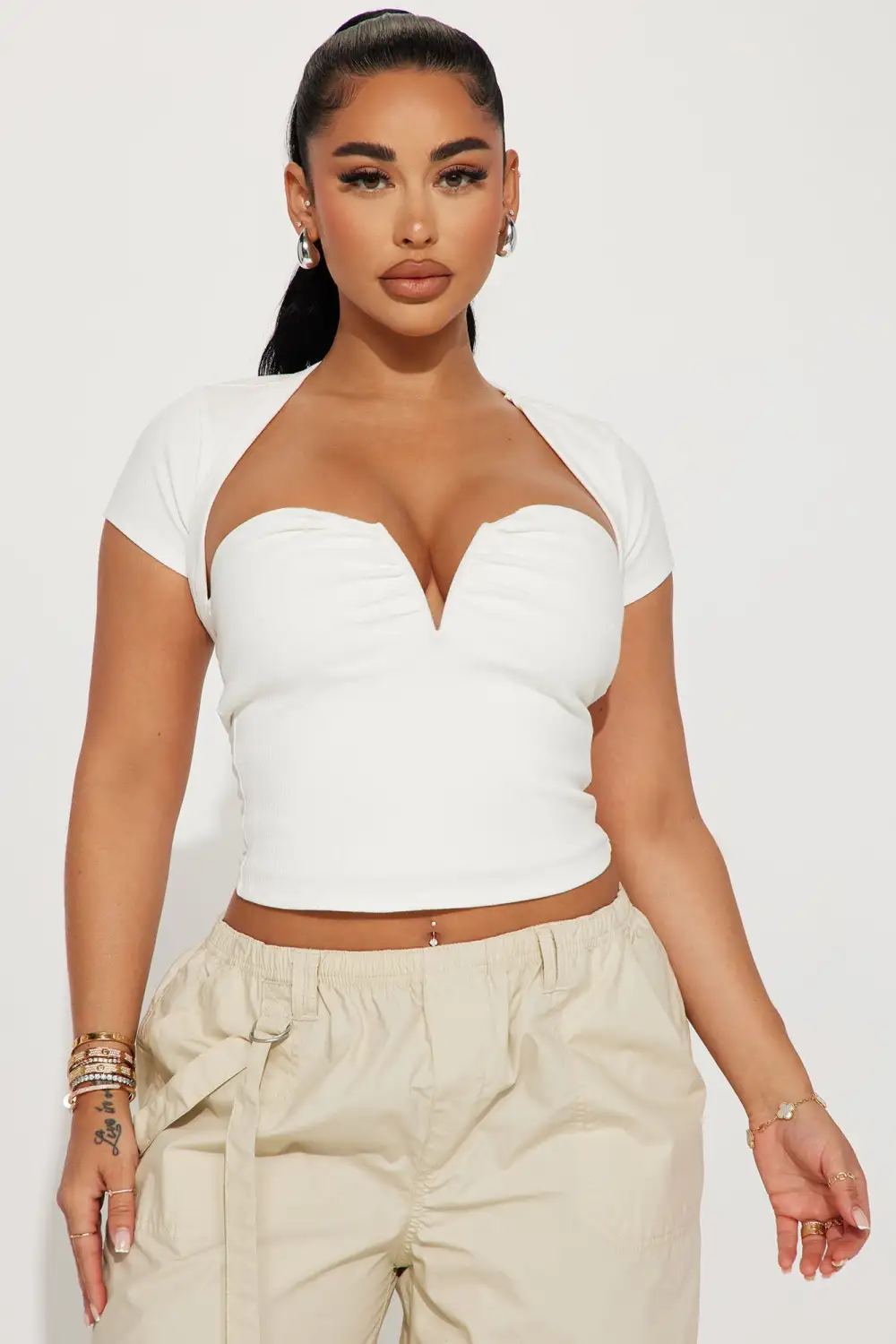 Valerie Snatched Top - Cream