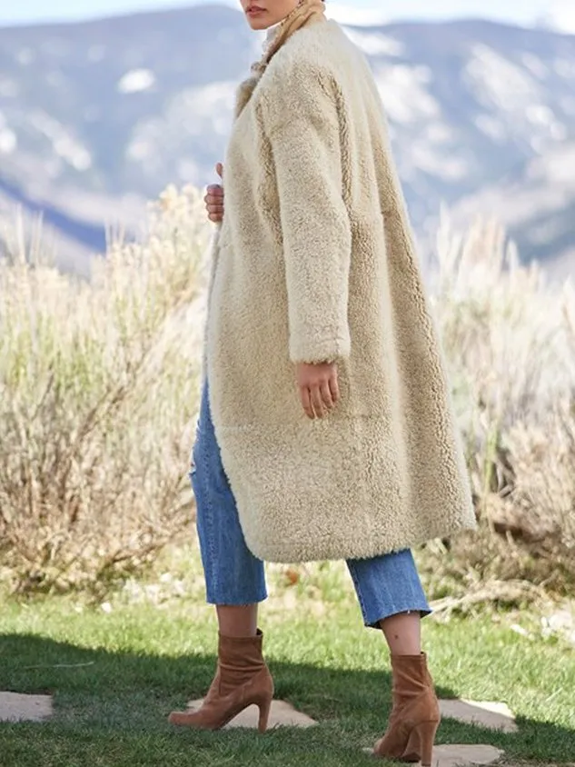 Shawl Collar Suede Plain Teddy Jacket