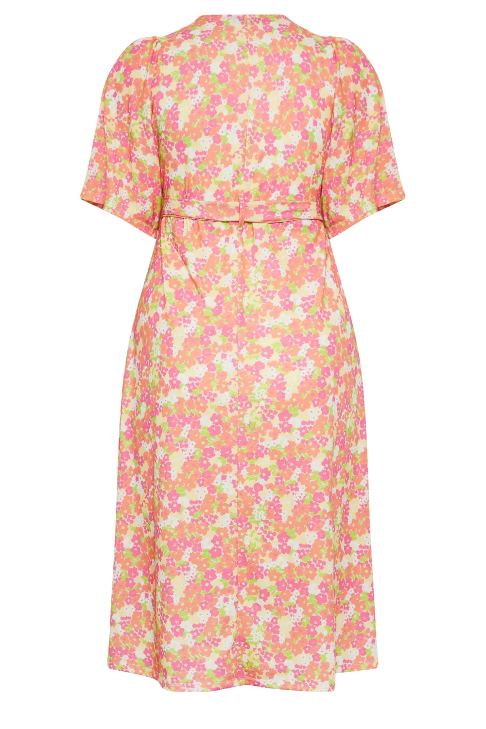 YOURS Curve Orange Floral Print Wrap Midi Dress