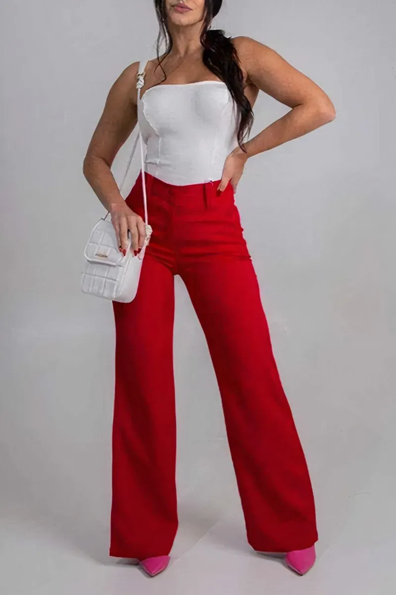 High Waist Pocket Wide Leg Jeans