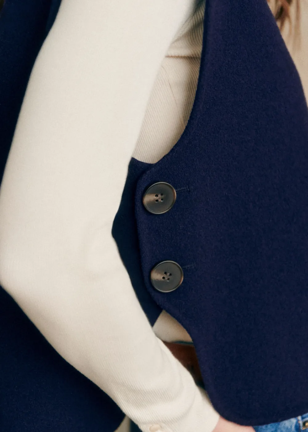 Solid Color Double-Faced Sleeveless Jacket