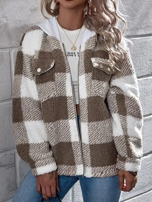 Fluff/Granular Fleece Fabric Loose Hoodie Teddy Jacket