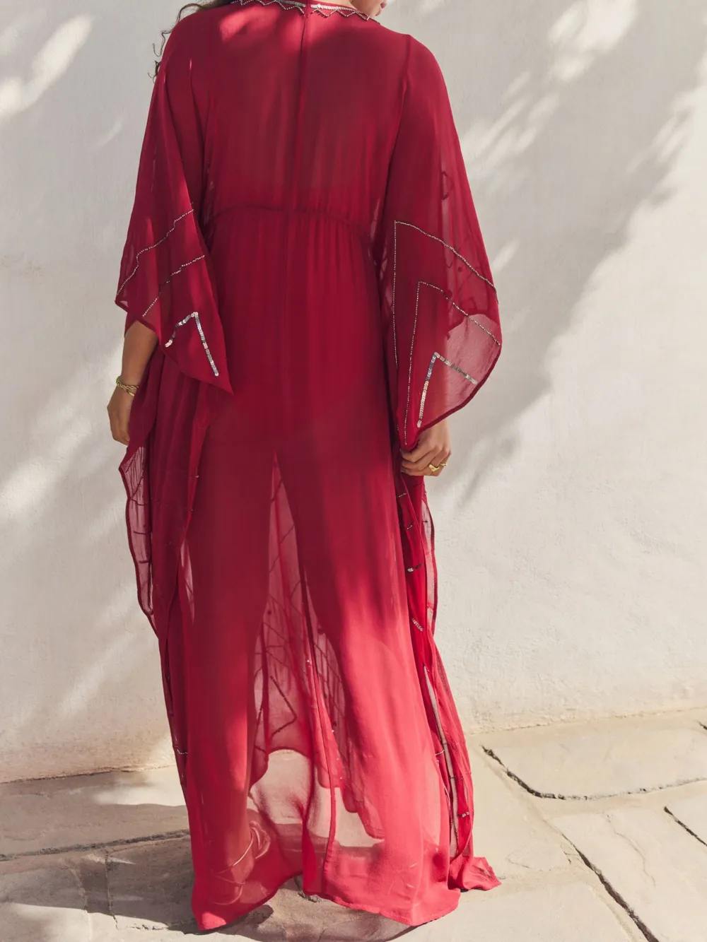 Red Decorative Long Cardigan