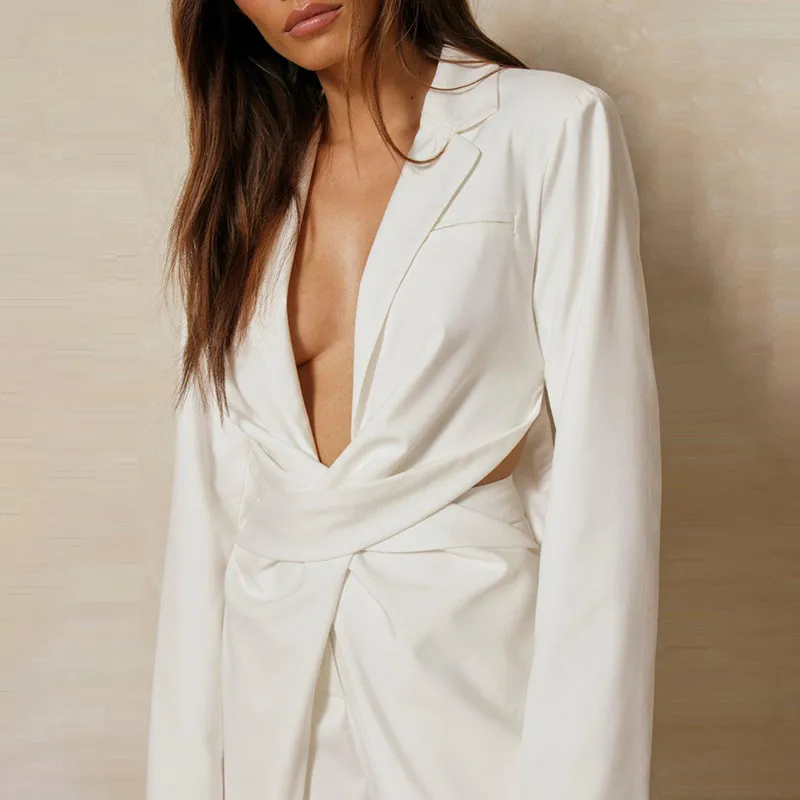 Fashionable Lapel Sexy Hollow Out Temperament Set Jacket