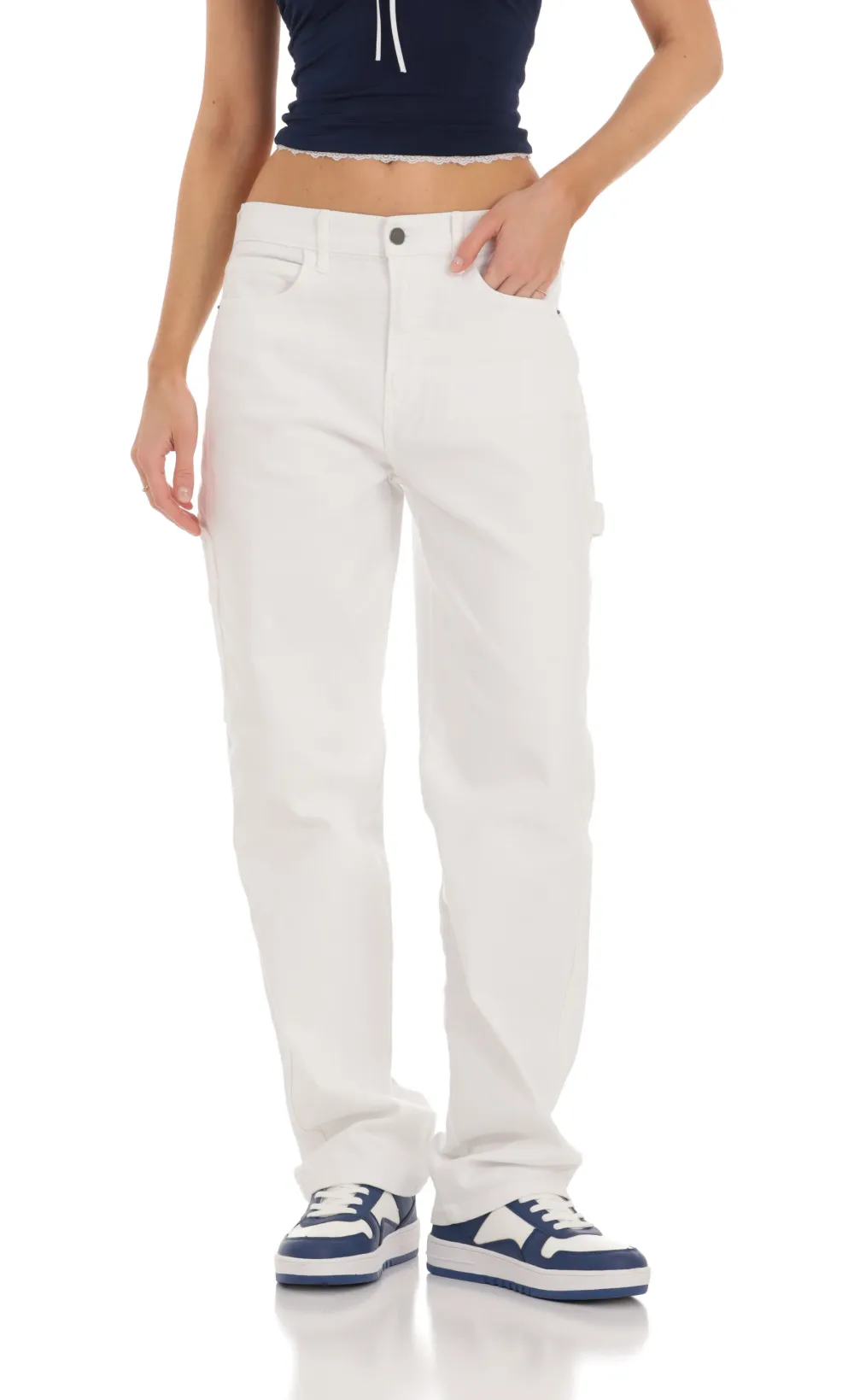 Straight Cargo Jeans in White