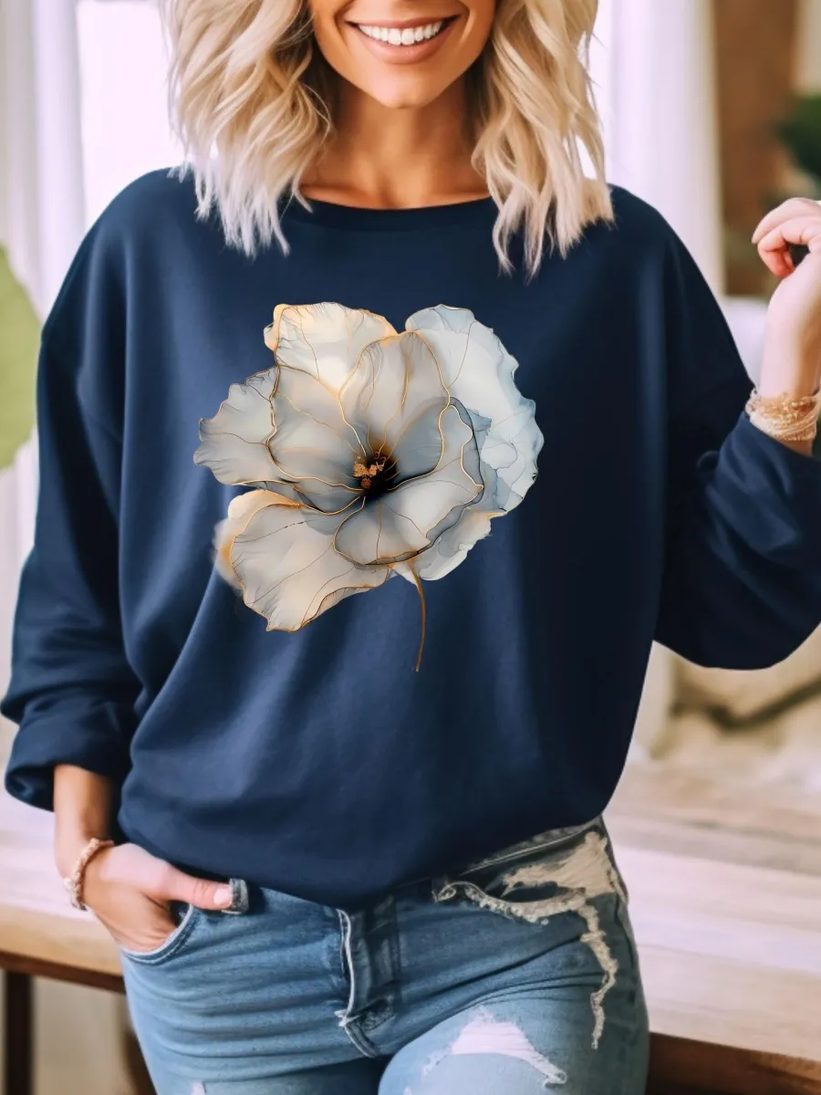 Gold Outline Floral Sweatshirt
