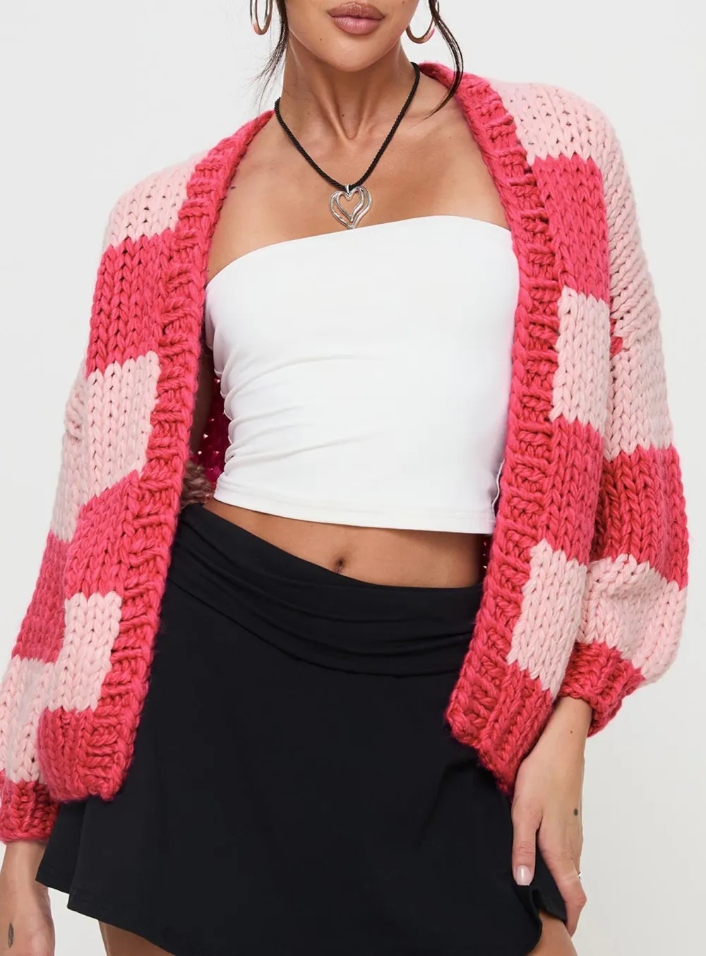 Balloon Sleeves Knit Cardigan Olive