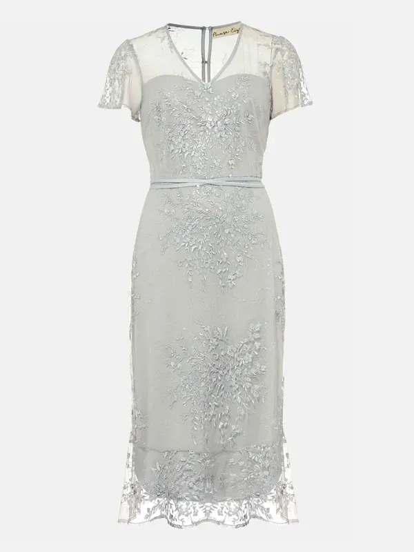 Exquisite Floral Embroidery Transparent Lace Women's Dress