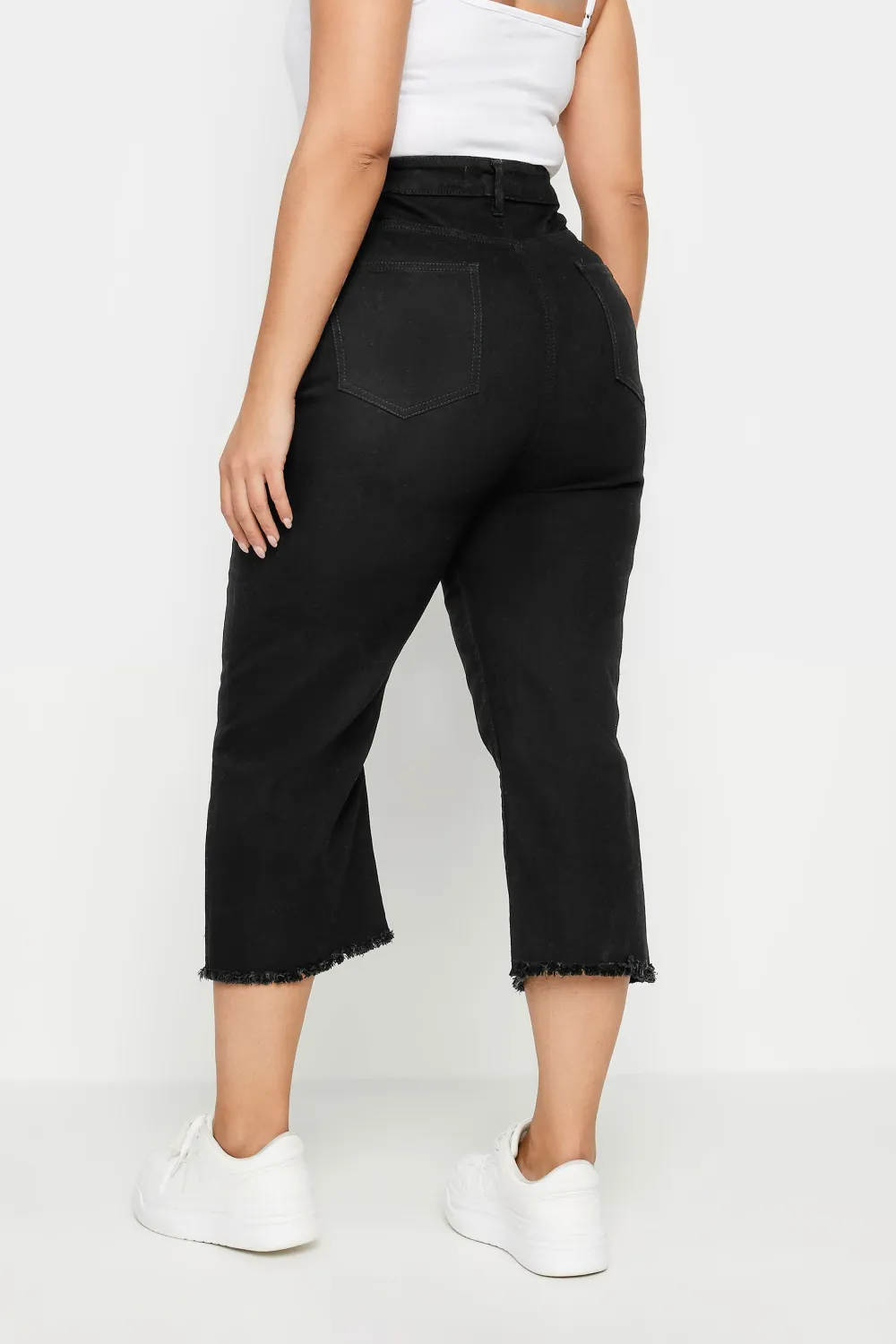 YOURS Curve Pink Stretch Wide Leg Cropped Jeans