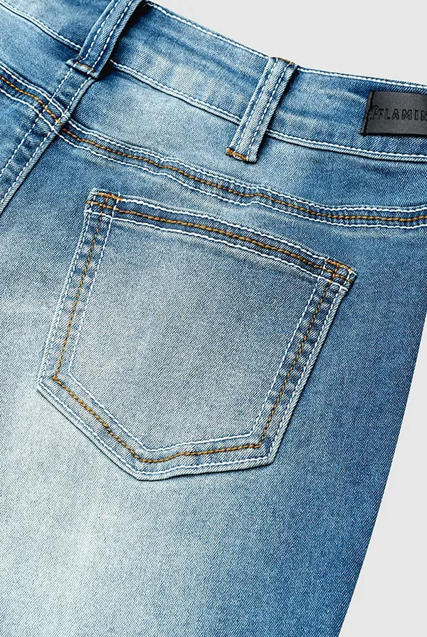 Washed Split Hem Mid Rise Bootcut Jeans
