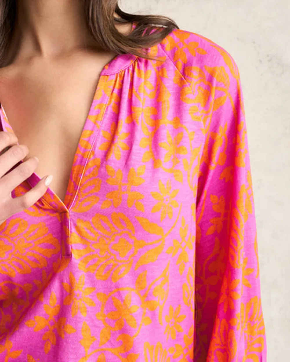 Printed Jersey Top - Pink Orange Print