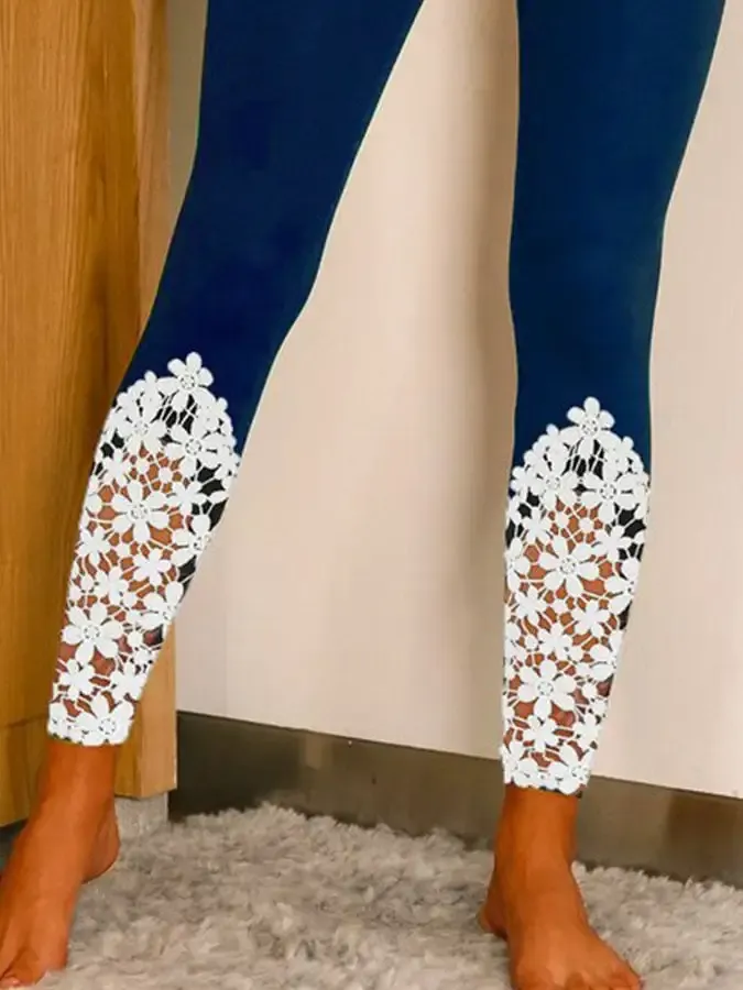 Women's Casual Plain Lace Pants Leggings