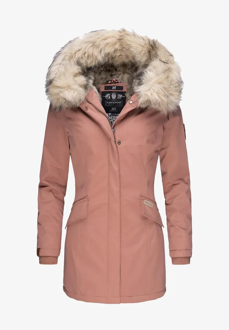 Plain  parka coat pink