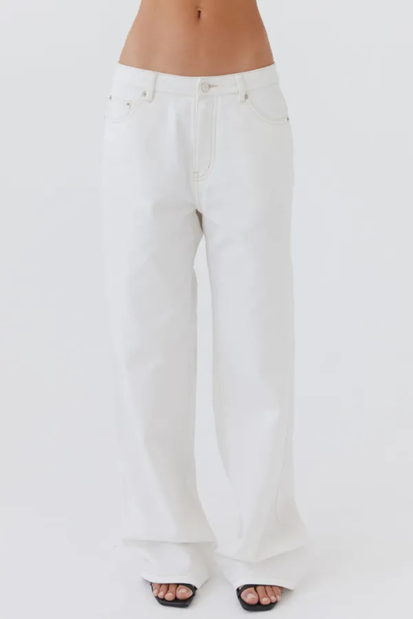 Keanna Low Rise Denim Jeans - Ivory