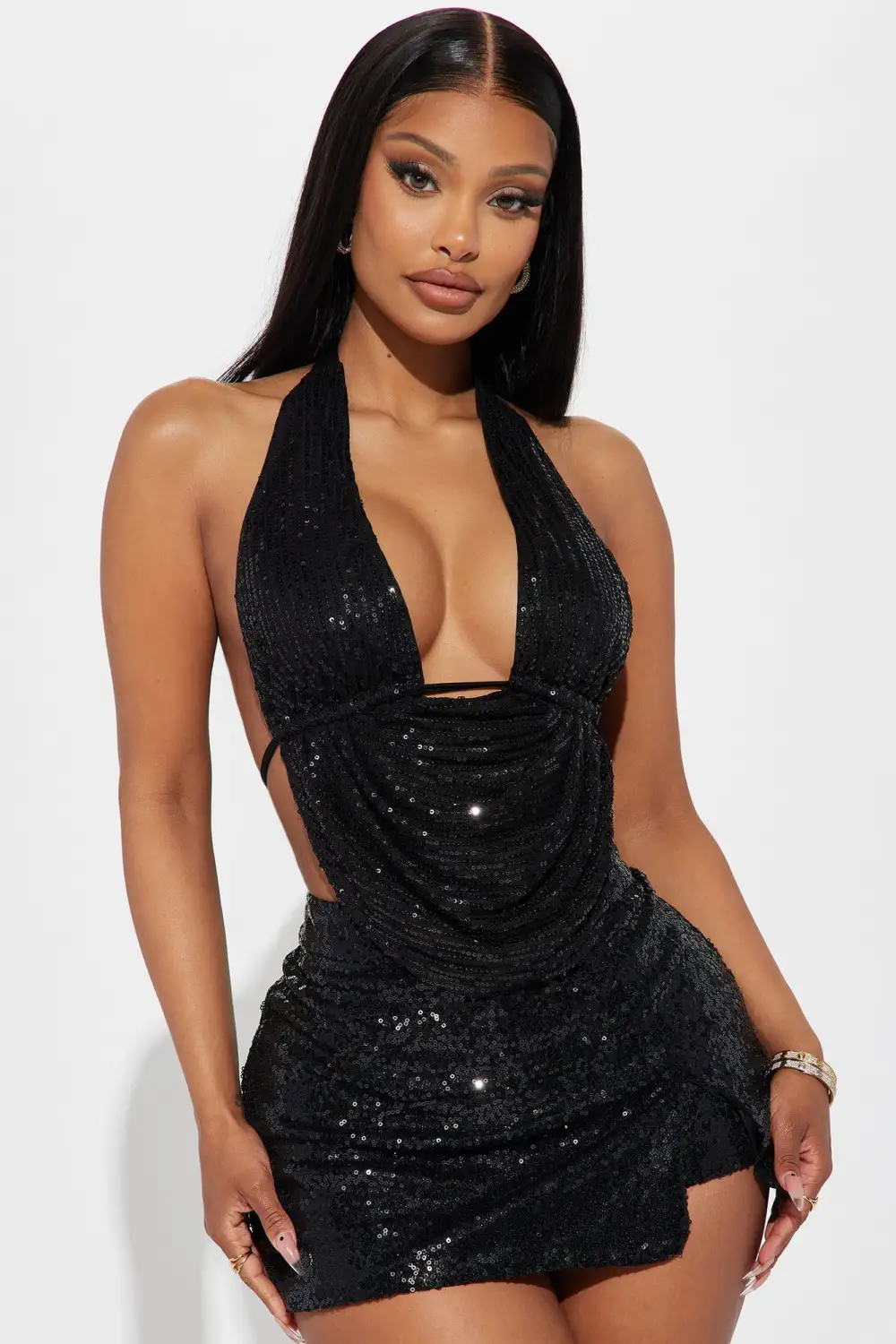 Sexy And I Know It Sequin Halter Top - Black