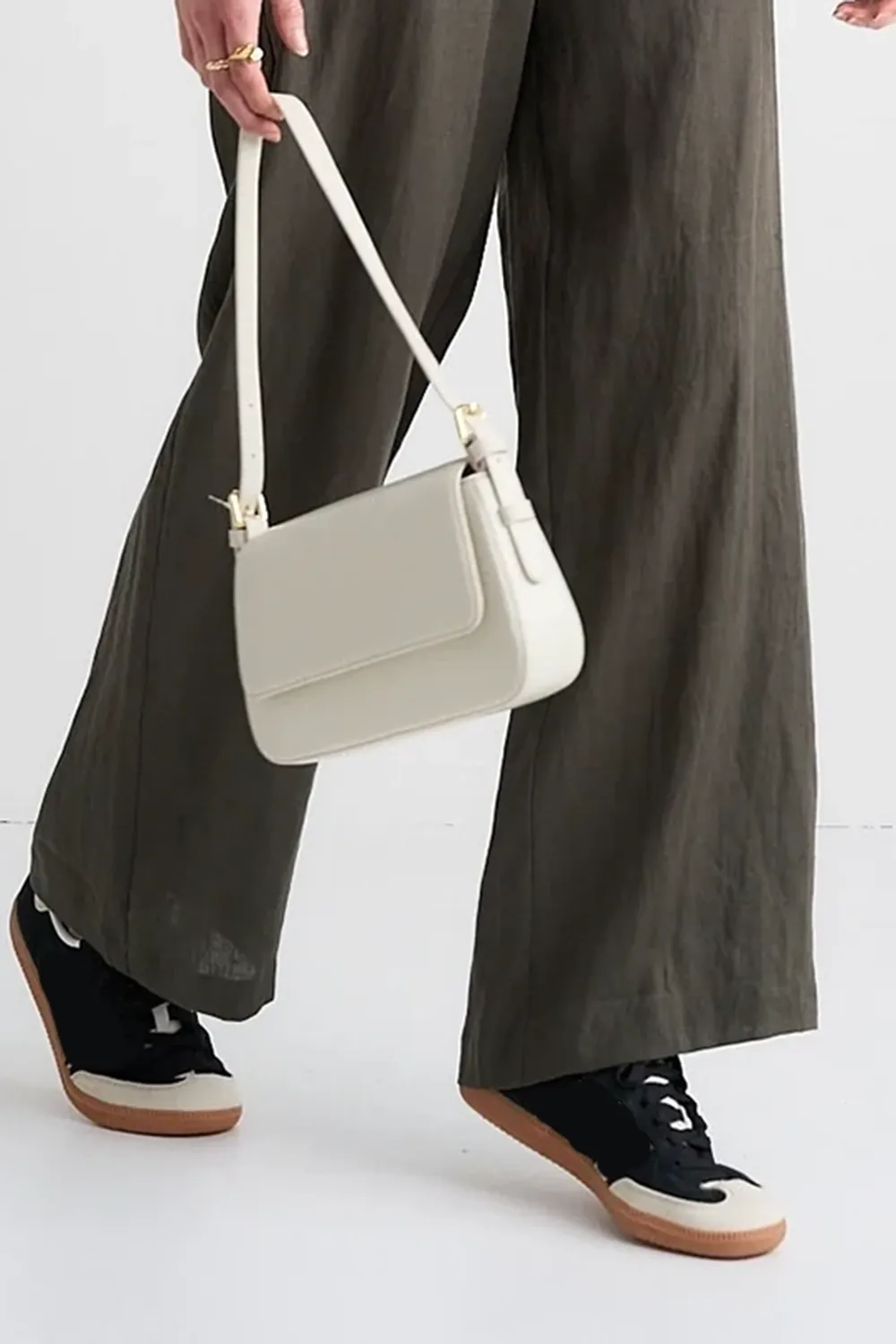 Dark Olive Linen Wide Leg Pant
