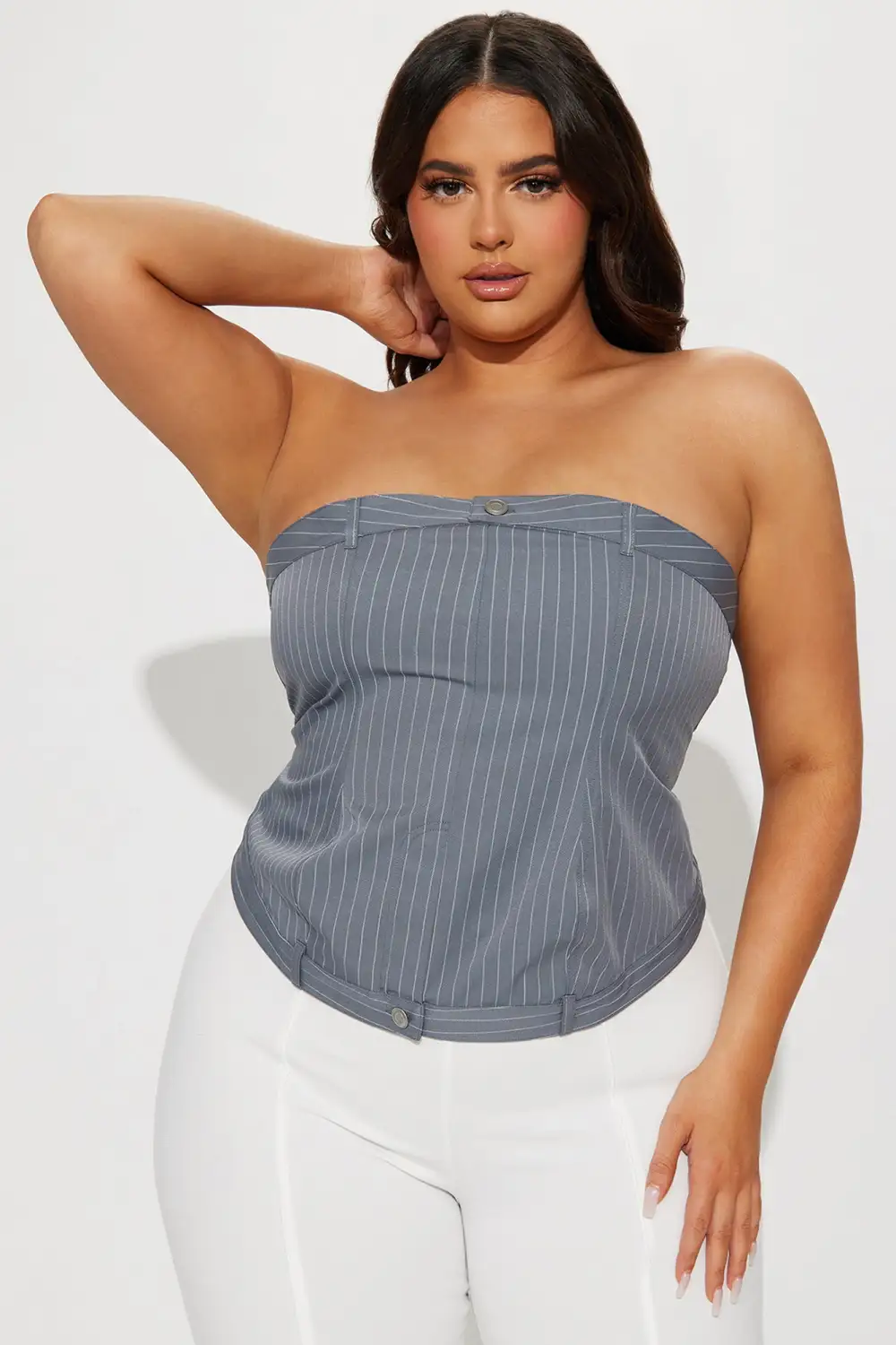 Vernee Pinstripe Tube Top - Grey/combo