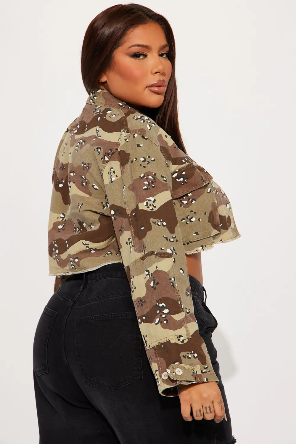 Fair And Square Camo Jacket - Tan