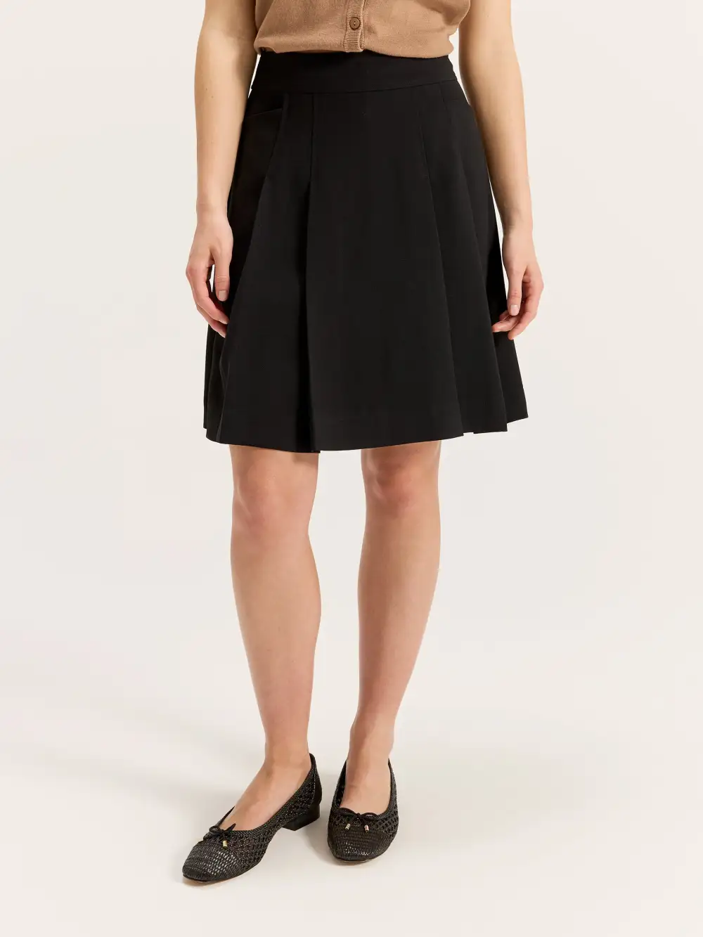 Crepe A-Line Knee Length Flounce Skirts