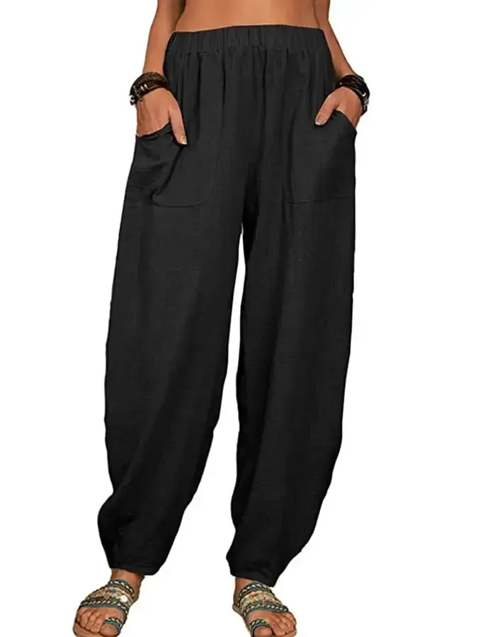 Women's Casual Pocket Loose Trousers