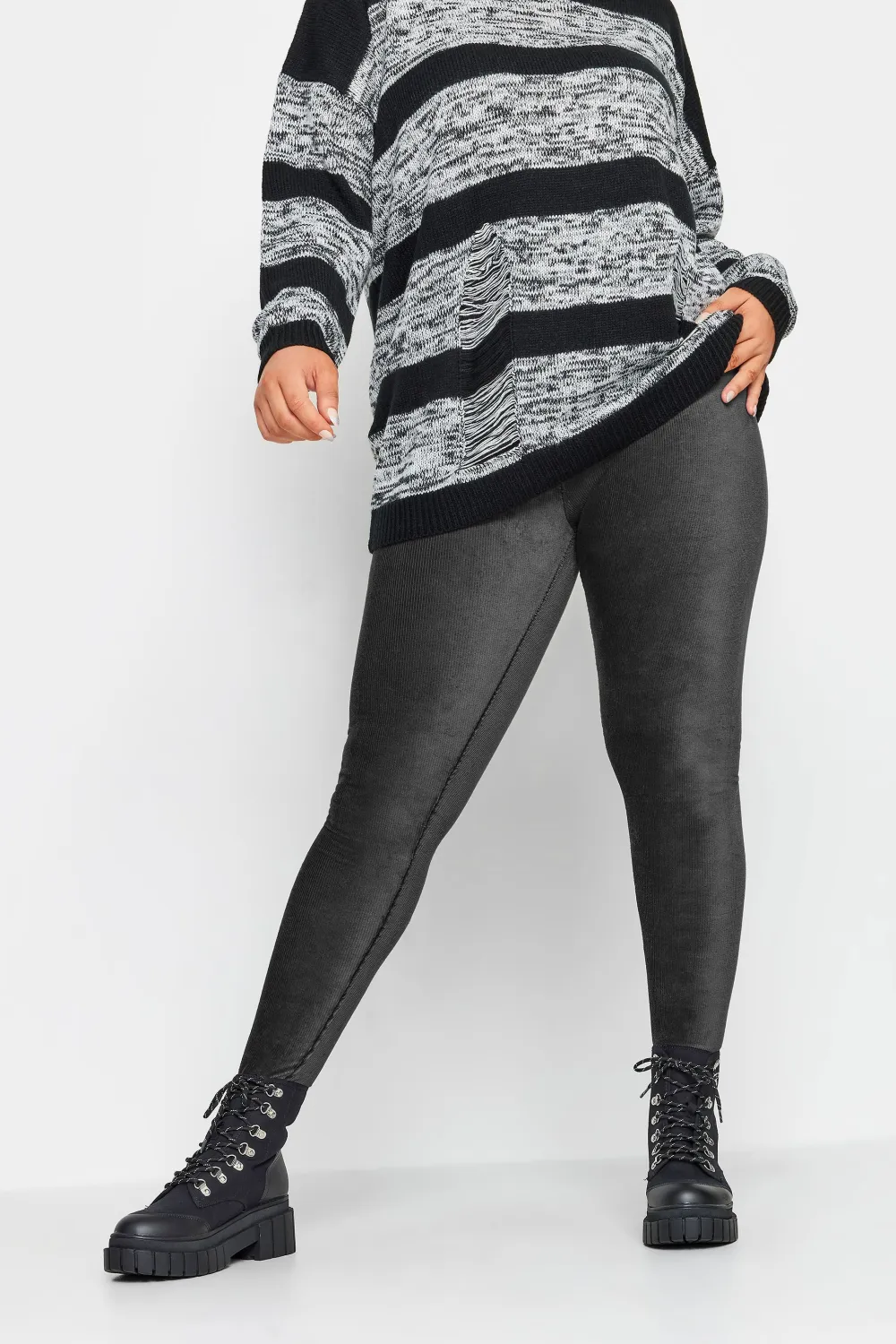 YOURS Curve Black Cord Stretch Leggings