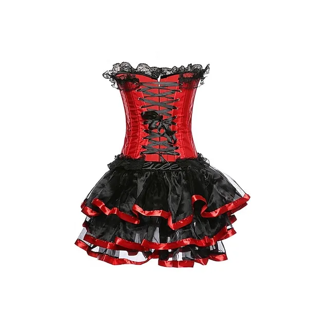 Women's Corsets Trachtenmieder Christmas Halloween Wedding Party Birthday Party Xmas Plus Size Red Country Bavarian Overbust Corset Hook & Eye Lace Up Tummy Control Push Up Bow Solid Color Stripe