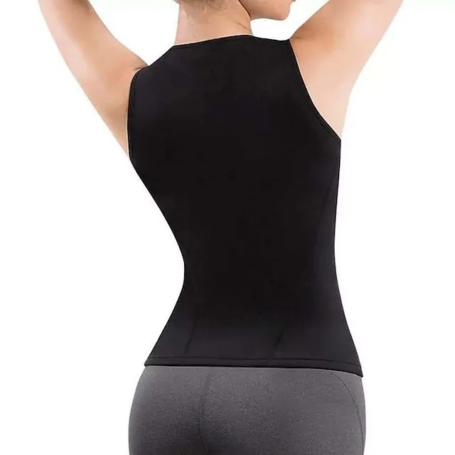 Hot Sweat Workout Tank Top Slimming Vest Body Shaper Sweat Waist Trainer Corset Sports Neoprene Yoga Fitness Gym Workout No Zipper Adjustable D-Ring Buckle Tummy Control Weight Loss Strengthens