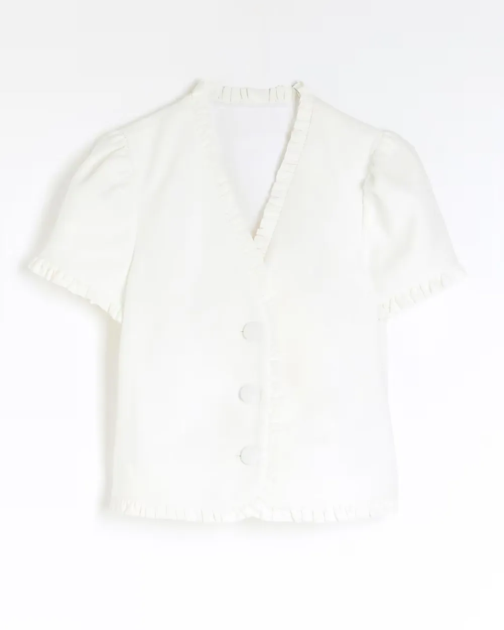 V-Neck Pleated Lace Women's Short-Sleeved Shirts