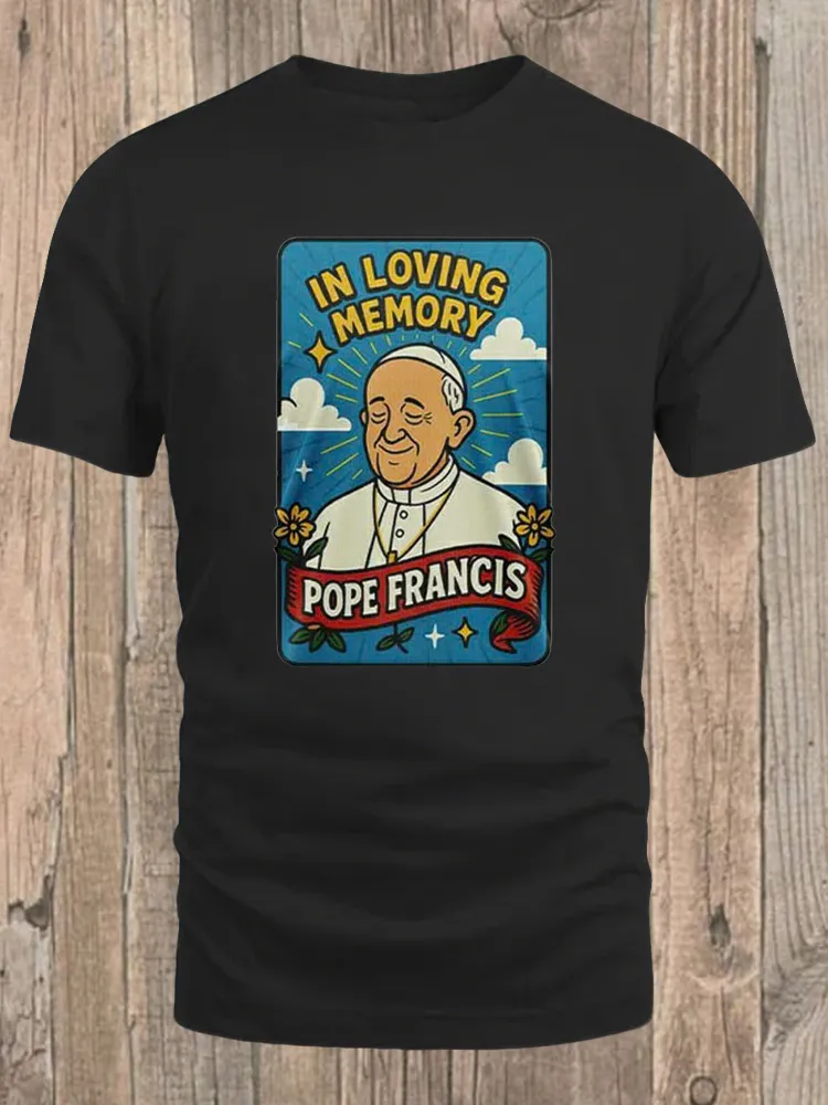 Men's In Loving Memory Print Short Sleeve Round Neck Cotton T-Shirt