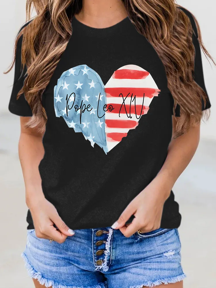 Women'S Pope Leo Xiv Round-Neck Short-Sleeved T-Shirt