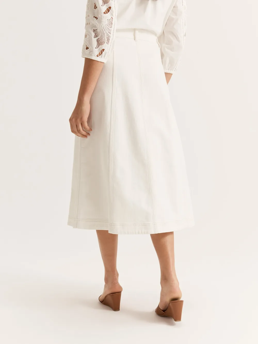 Zip Contrast Stitch Denim Skirts