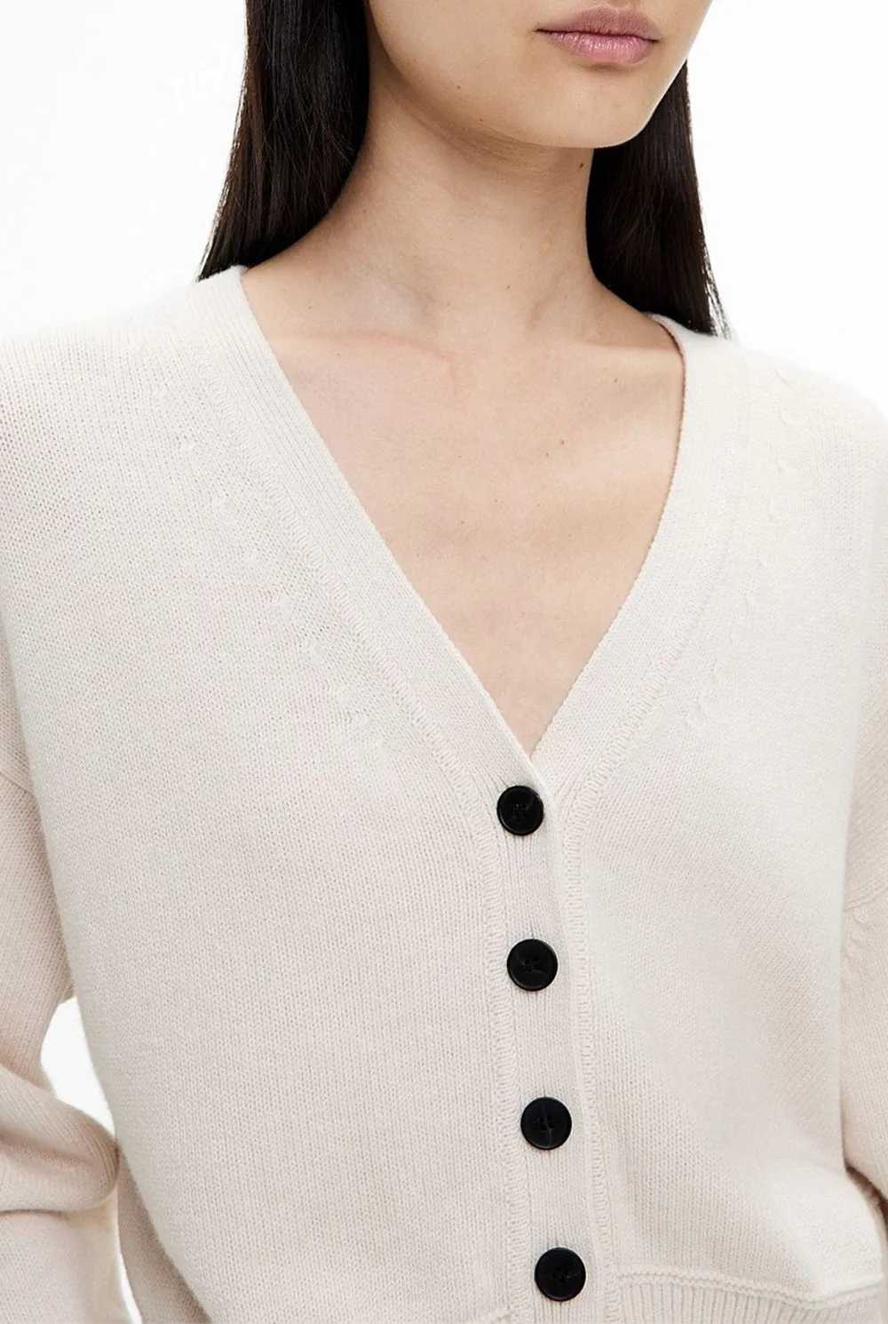 Simple V-Neck Button-Up Knitted Sweater