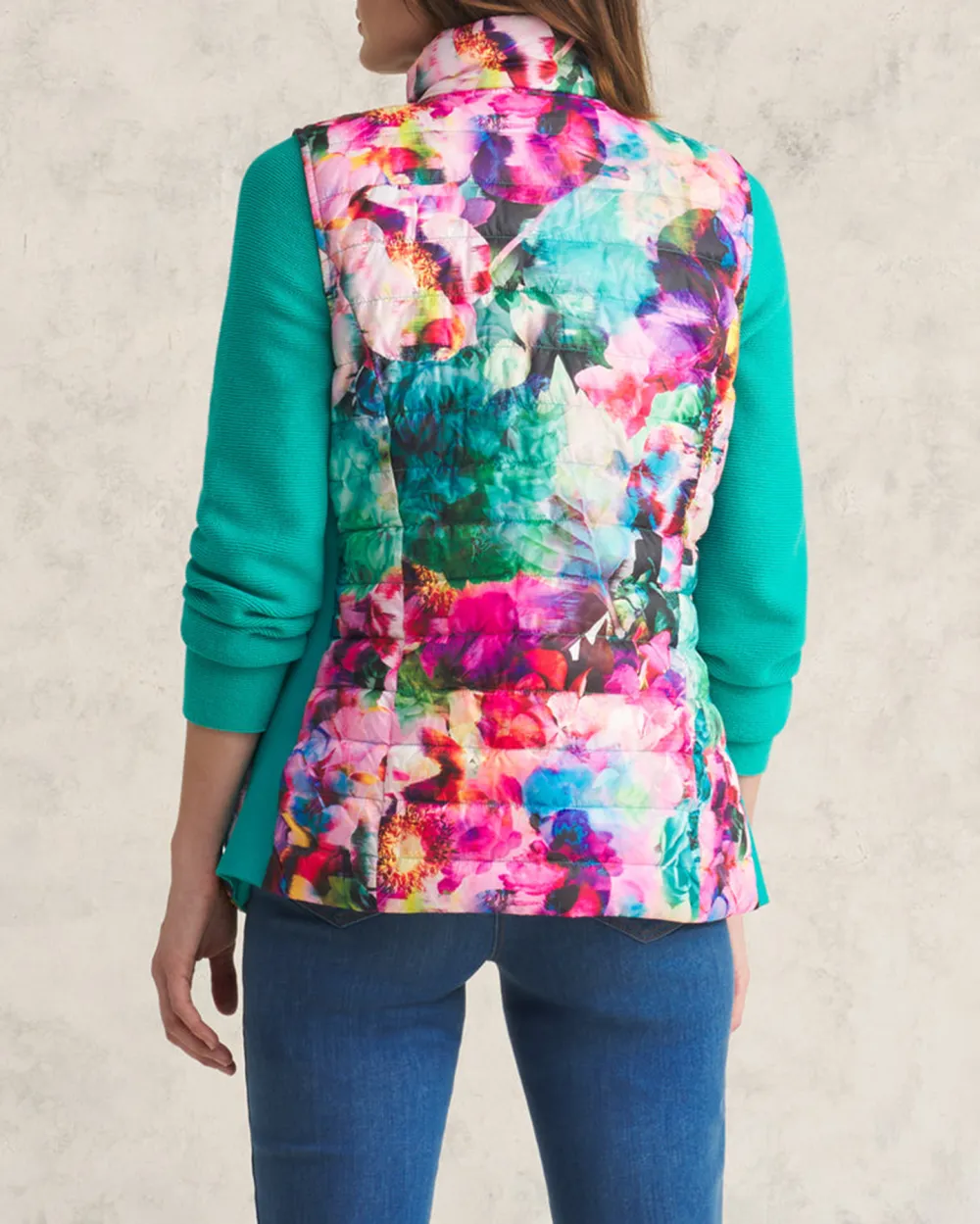 Floral Print Quilted Vest