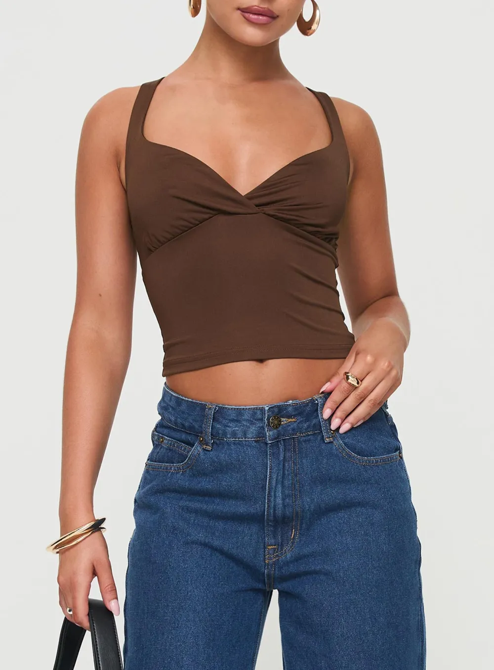 Ruched Front Red Crop Top