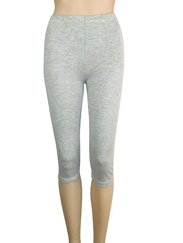 Women's Casual Sports Leggings Capri shorts Scrunch Butt Shorts Elastic Waist Calf-Length Pants Daily Yoga Stretchy Cotton Blend Lightweight Sports High Waist Slim Gray Green 7 points cotton gray 7