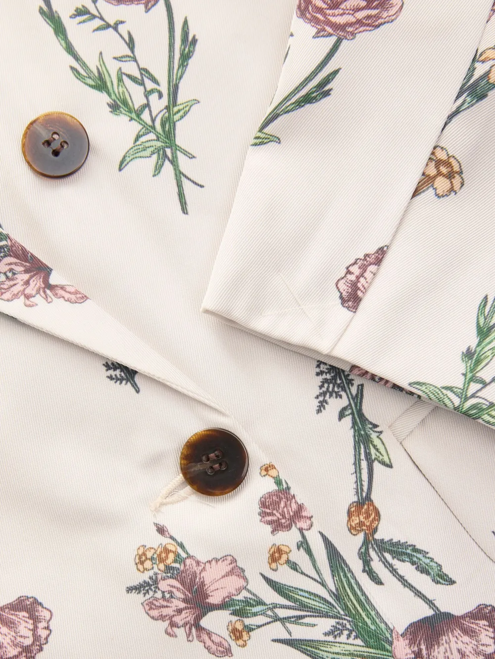 Floral Twill Double-Breasted Blazer