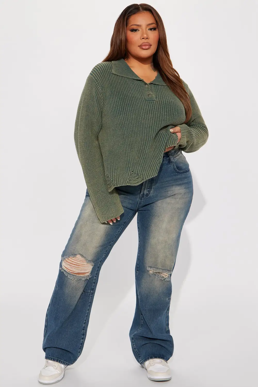 Wren Washed Sweater - Green