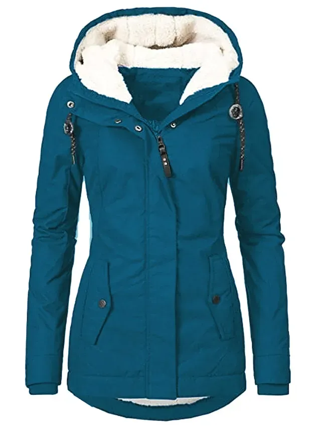 Women's Parka Street Fall Winter Puffer Jacket Coat Windproof Warm 3 in 1 Loose Casual Sports Jacket Long Sleeve Solid Color Zipper Purple Blushing Pink Waterpoof Daily Wear Down Parkas Lined