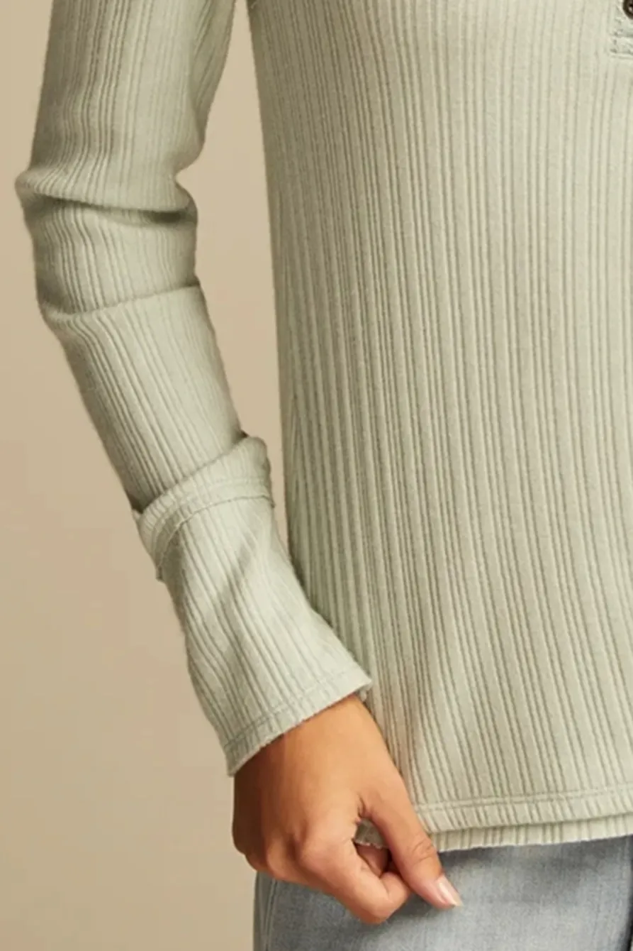 Aqua Gray Cloud Lace Mix Henley