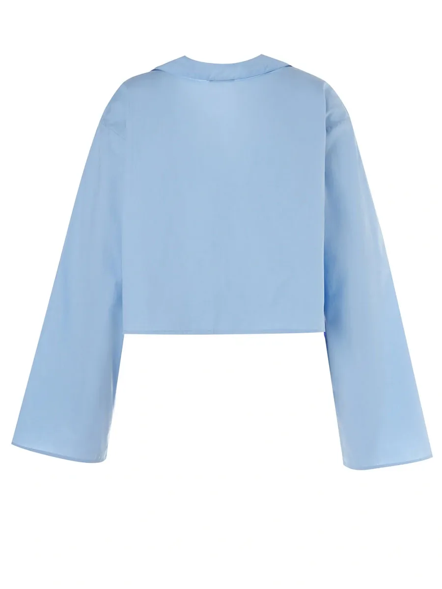 Women'S Oversized Drawstring-Accent Cropped Shirt
