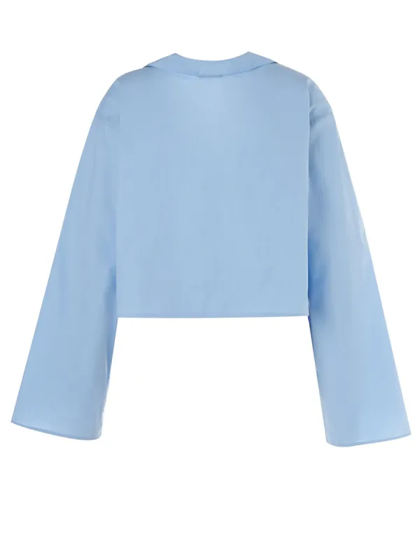 Women'S Oversized Drawstring-Accent Cropped Shirt