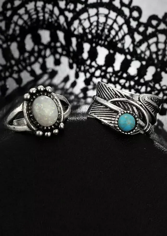 Bohemian Turquoise Bead Ring Set