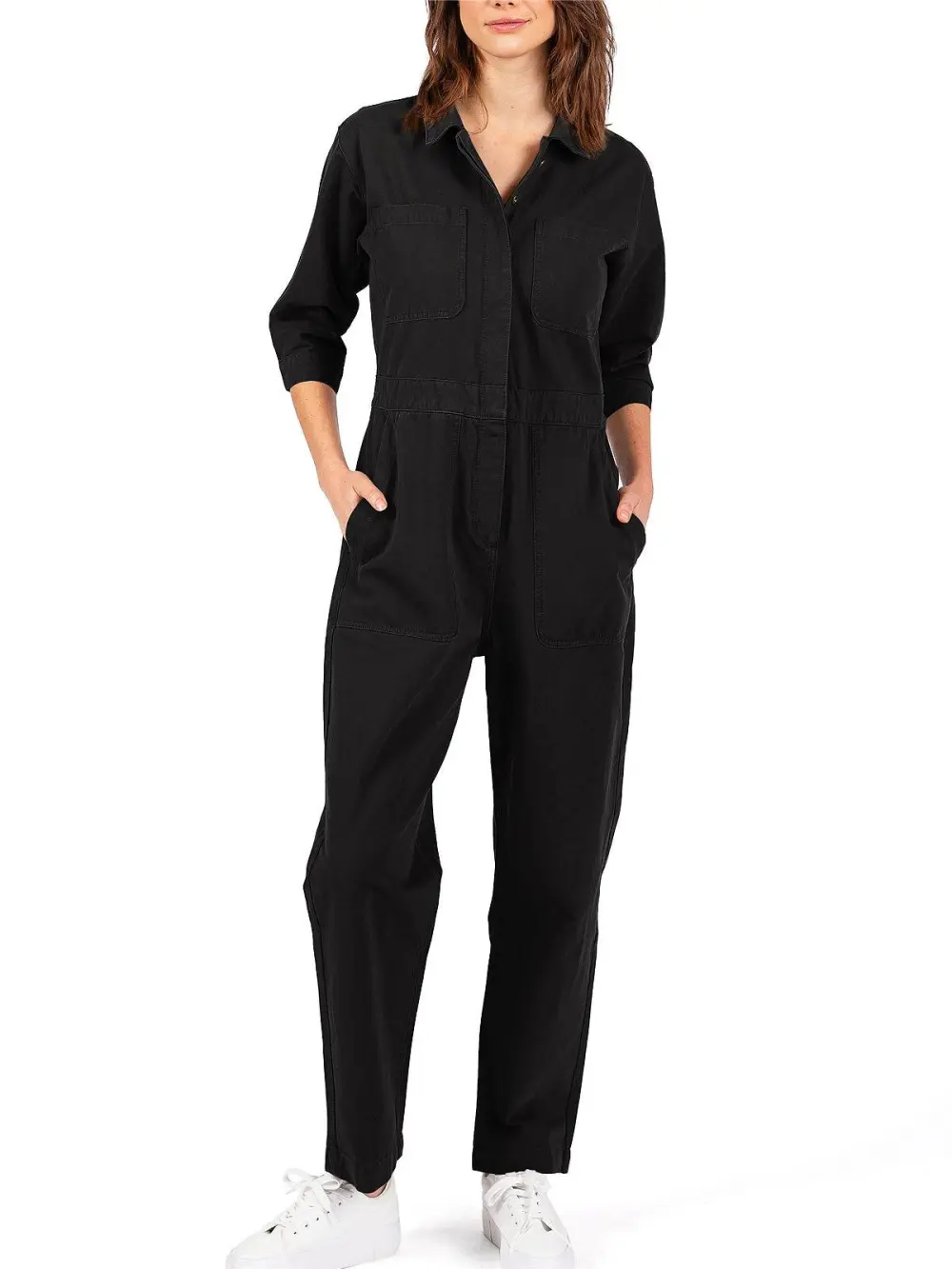 Pocketed Coverall Aviator Jumpsuit