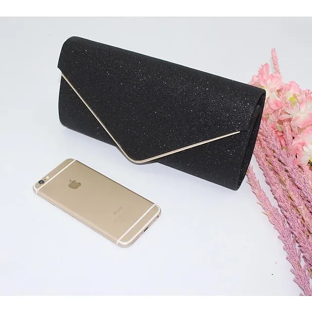 Women's Girls' Clutch Handbag Party / Evening Solid Color Silver Black Gold