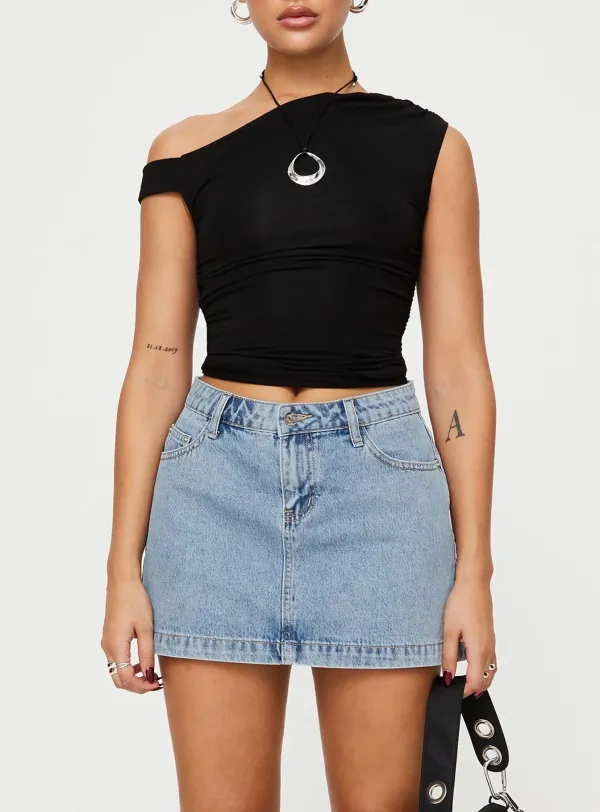 Mid-Waist Denim Mini Skirt
