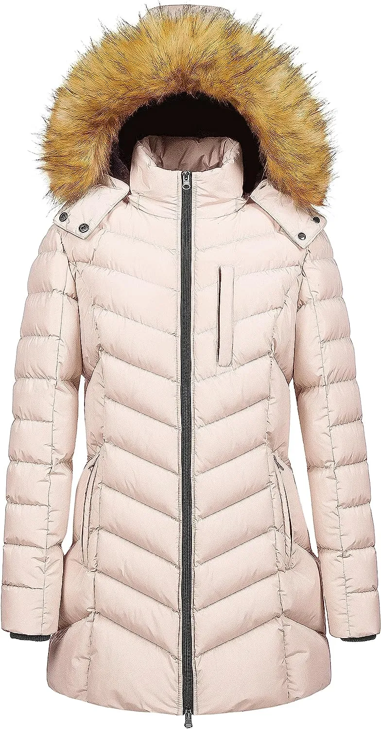 US Women's Winter Hooded Coat Waterproof Warm Long Puffer Jacket Parka