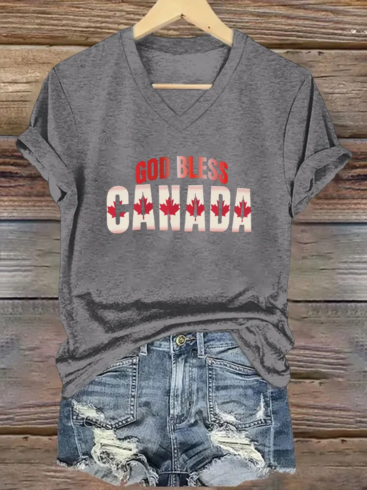 Women'S Elbows Up God Bless Canada T-Shirt