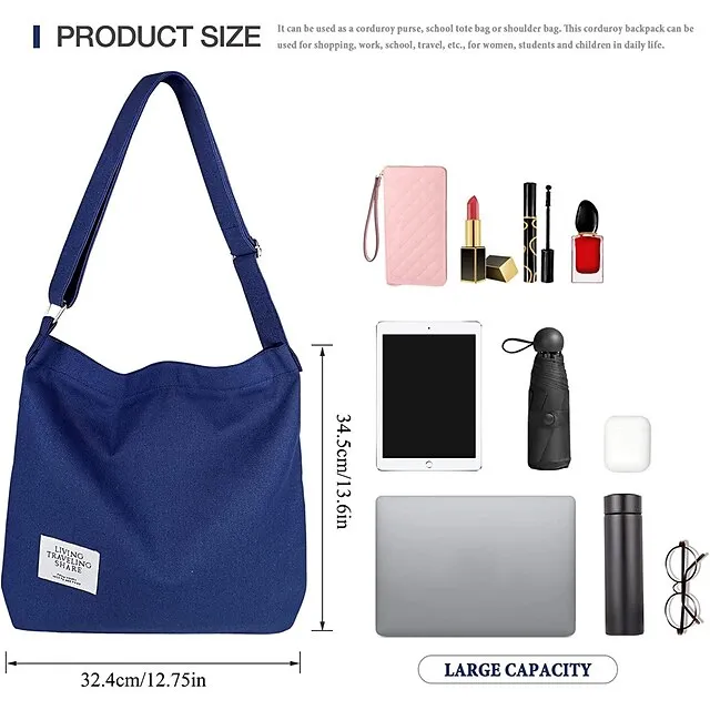 Canvas Tote Bag For Women Retro Large Size Canvas Shoulder Bag Hobo Crossbody Handbag Casual Tote For Shopping And Travel