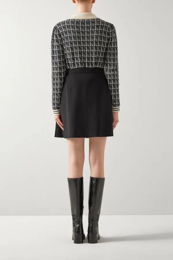 Black Pleated Mini Skirt with Metal Accents