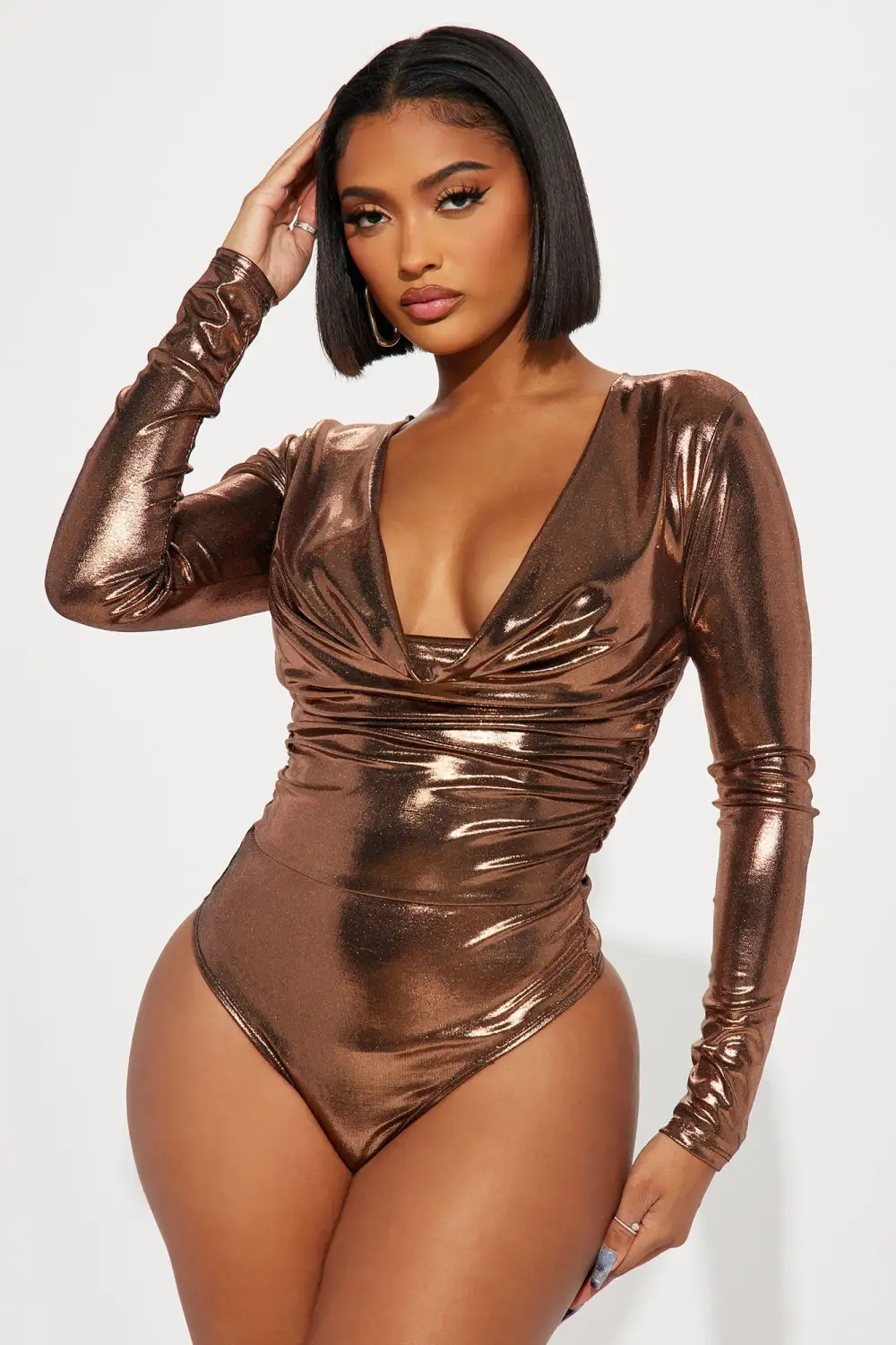 Cassandra Metallic Bodysuit - Bronze